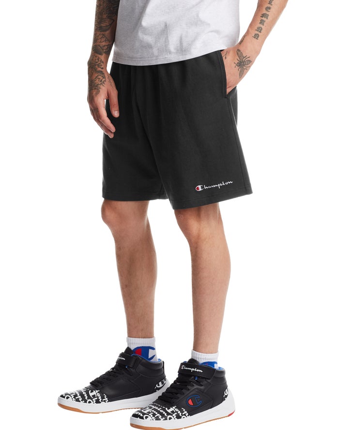 Champion Herre Shorts Sort - Heavyweight Jersey Script Logo - Danmark RPL-578603